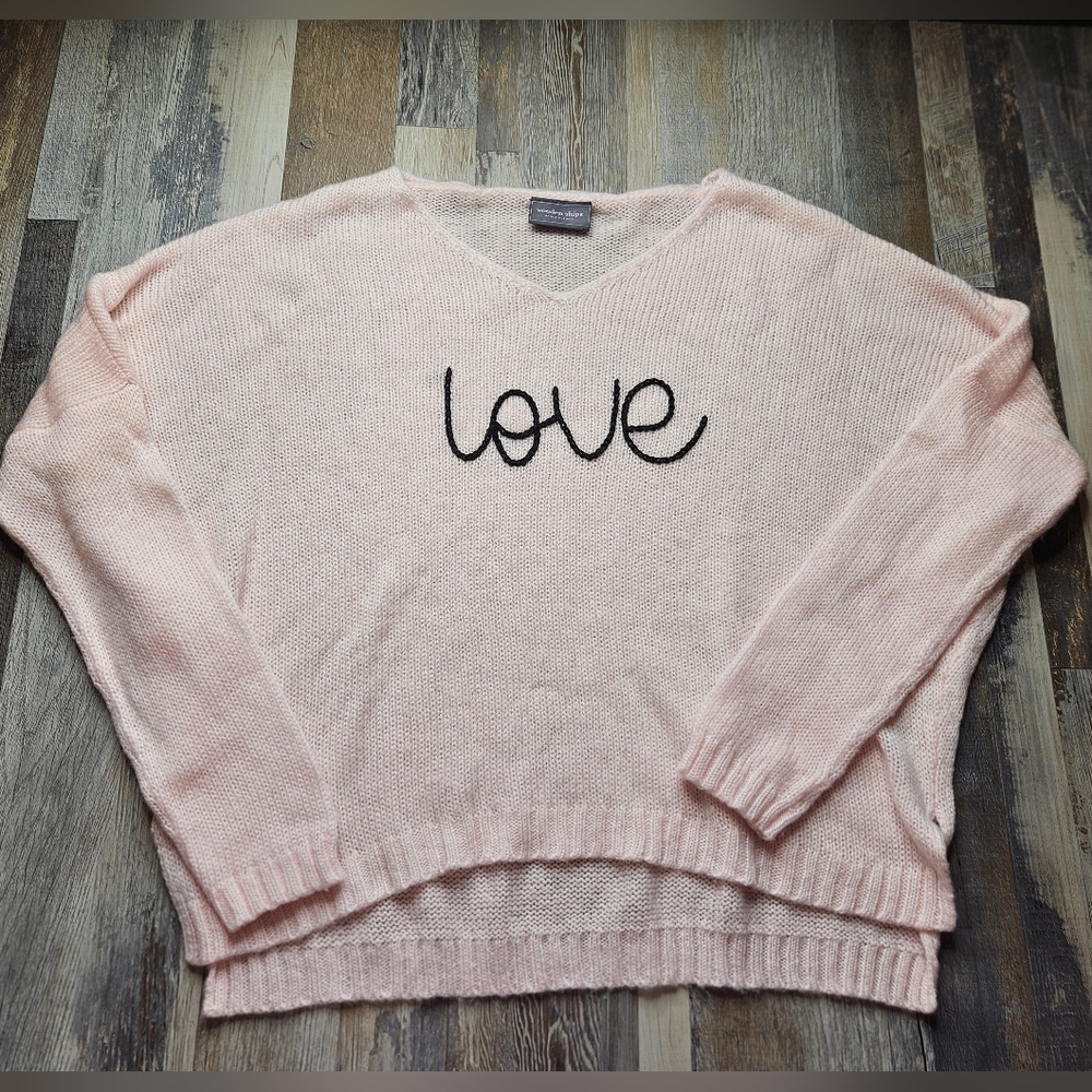 Wooden Ships Pink Sweater Love Small Medium Oversized